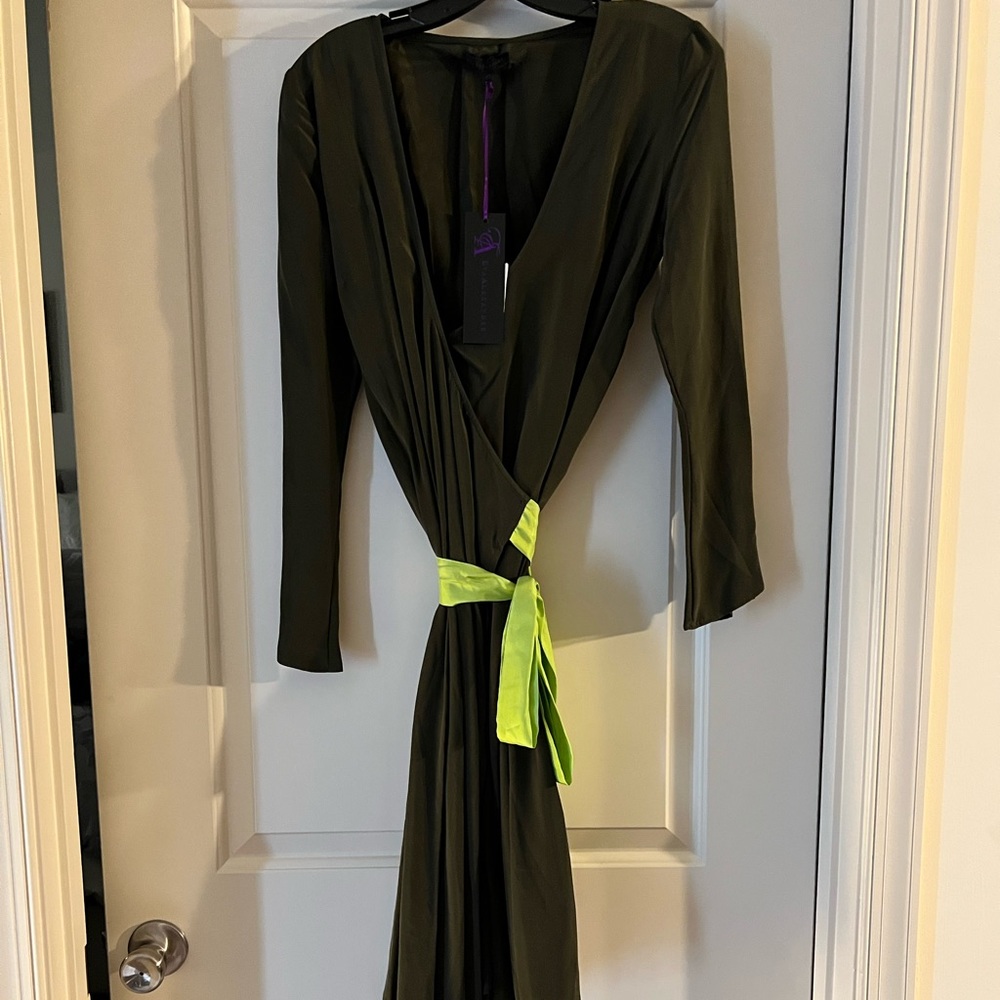 Eva Alexander Green Silk Wrap Dress